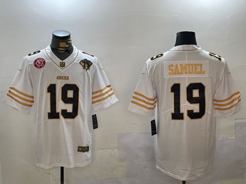 Men San Francisco 49ers 19 Samuel White Gold 2024 Nike Limited NFL Jersey style 12303